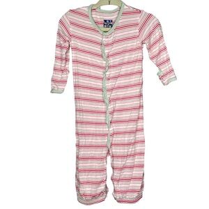 Kickee pants bamboo pajamas onesie footless convertible stripe 6-12 month mitten